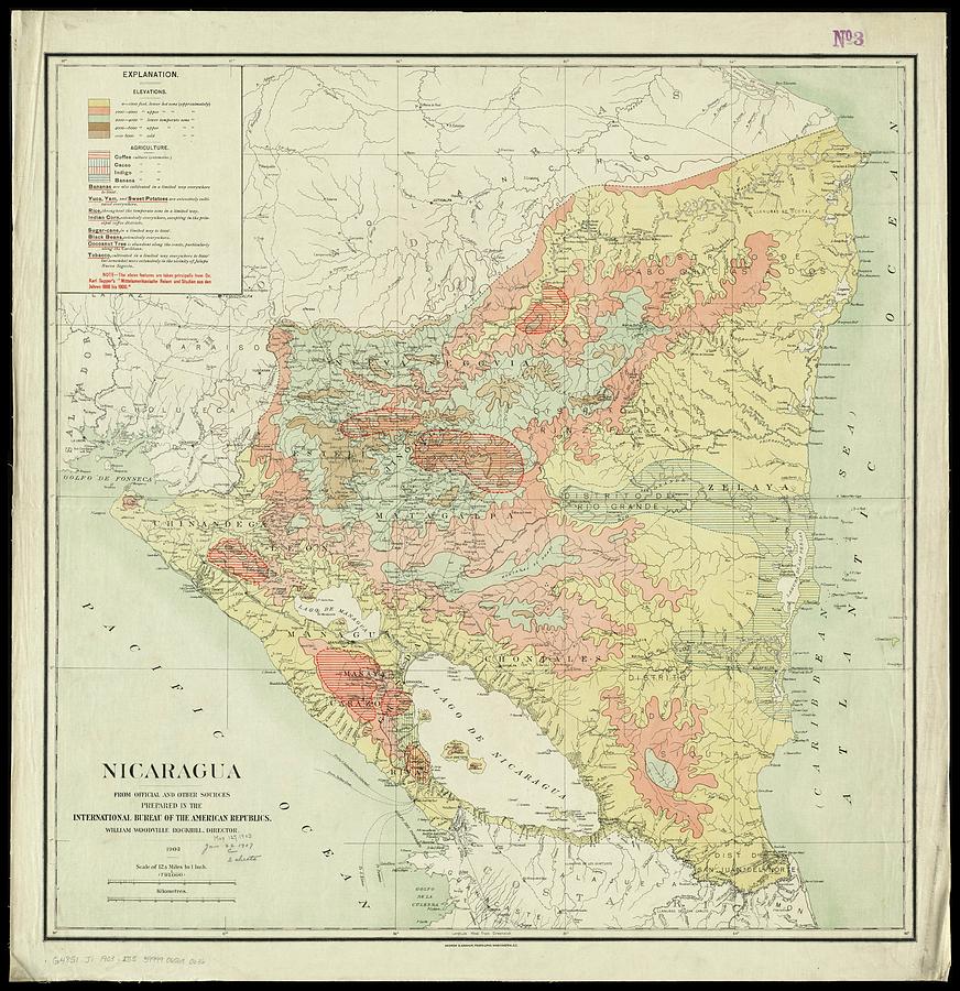 Vintage Map Of Nicaragua - 1903 Drawing