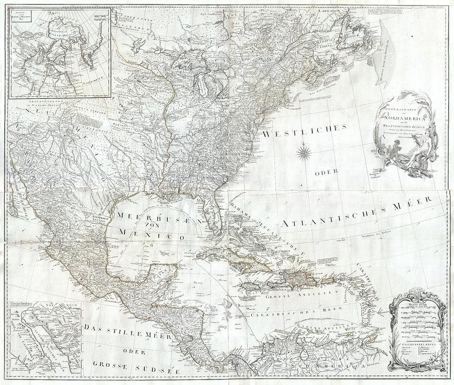 Vintage Map Of North America - 1788 Drawing