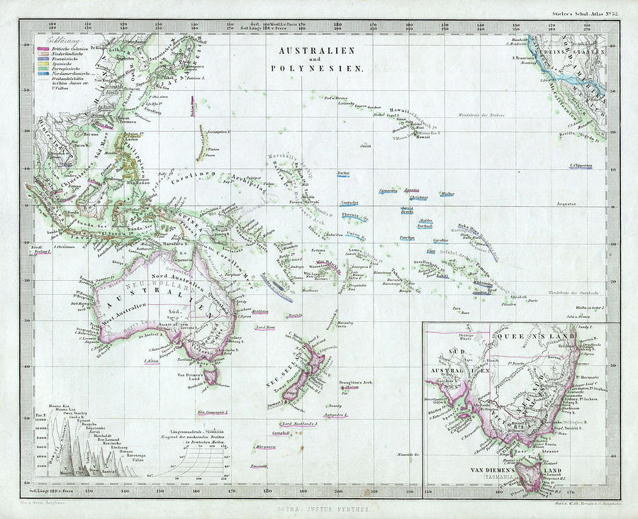 Vintage Map of Oceania - 1862 Drawing by CartographyAssociates | Pixels