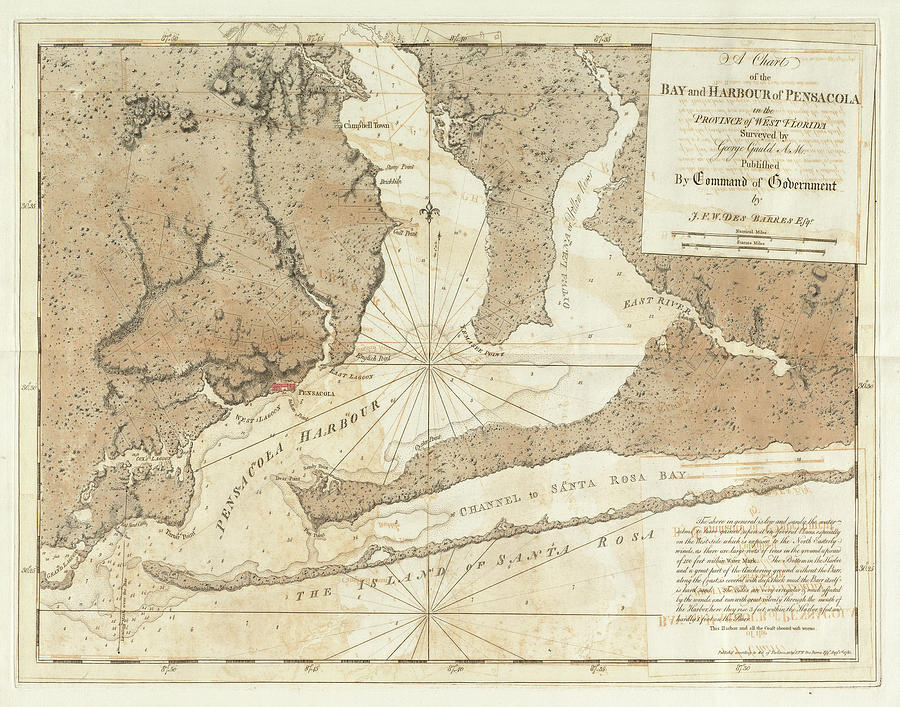 Vintage Map of Pensacola Florida - 1780 Drawing by ...