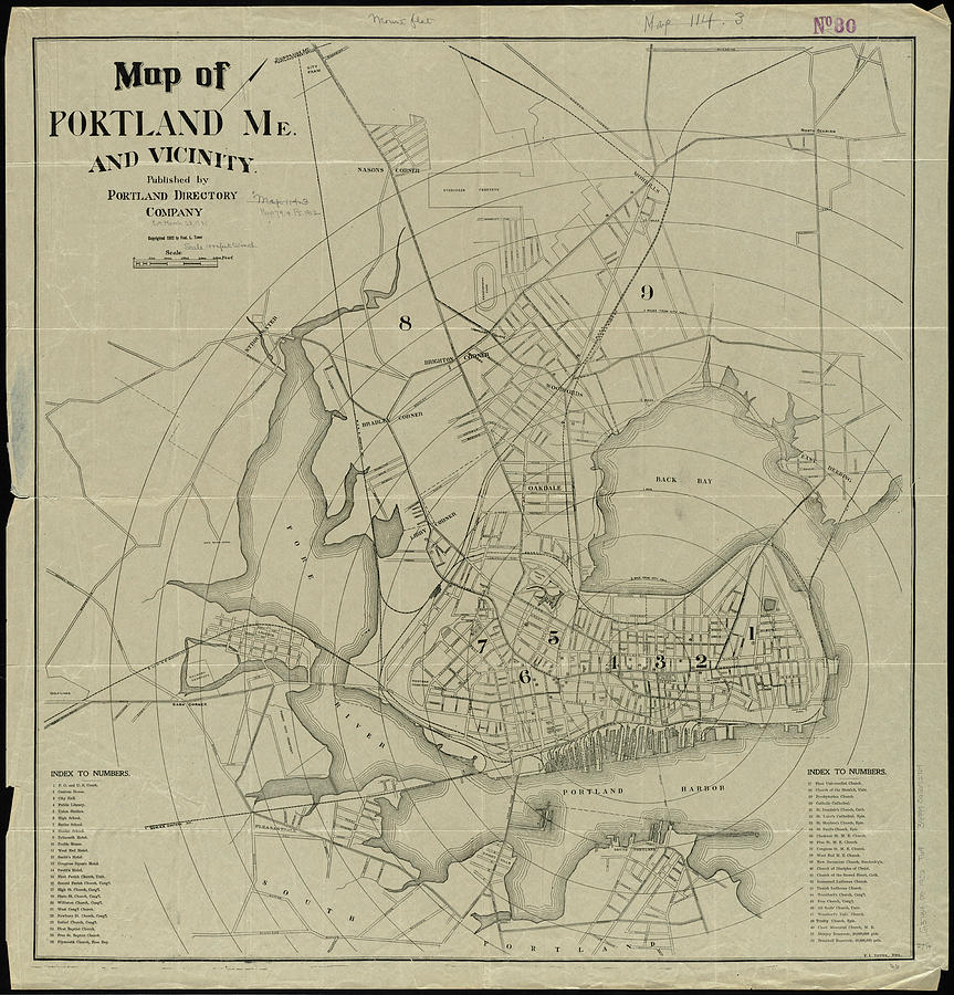 Vintage Map Of Portland Maine - 1902 Drawing