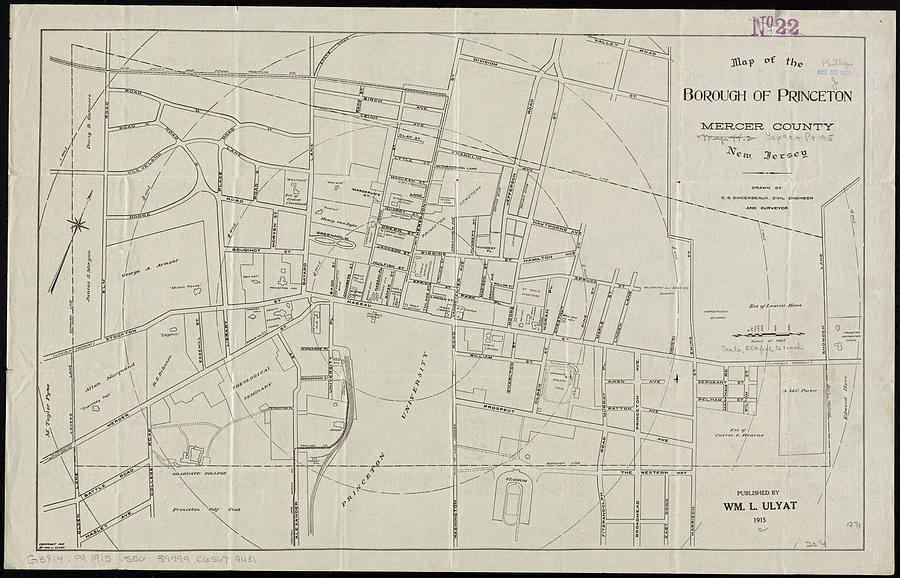 Vintage Map Of Princeton Nj - 1915 Drawing