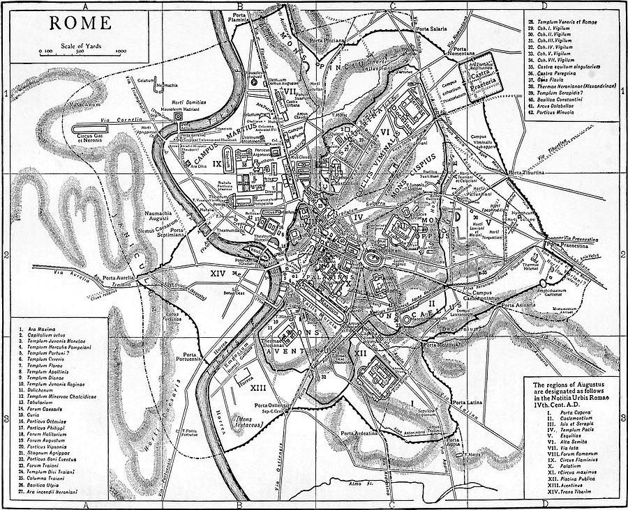 Vintage Map Of Rome Italy - 1911 Drawing