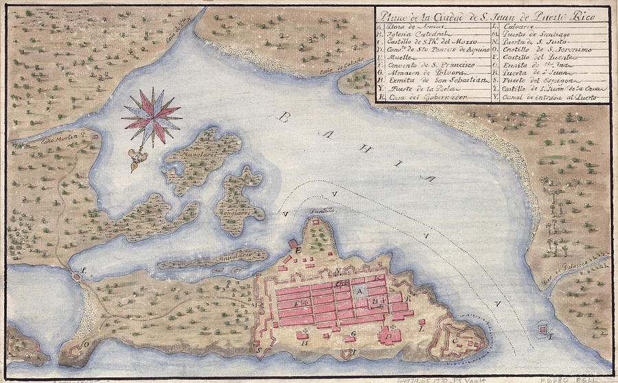 Vintage Map Of San Juan Puerto Rico - 1770 Drawing