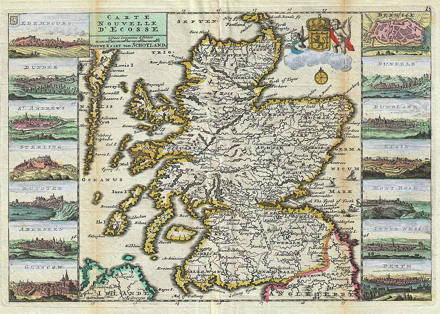 Vintage Map of Scotland - 1747 Drawing by CartographyAssociates - Fine ...