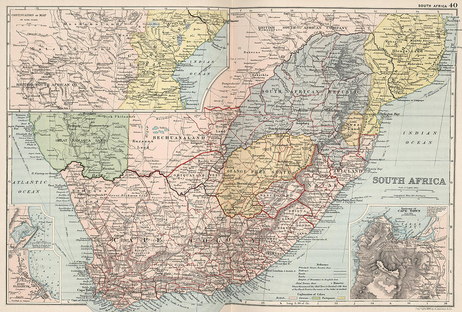 Vintage South Africa Map Vintage Map of South Africa   1892 Drawing by 