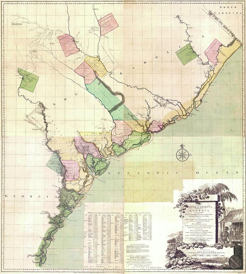 Vintage Map of South Carolina 1757 Drawing by CartographyAssociates