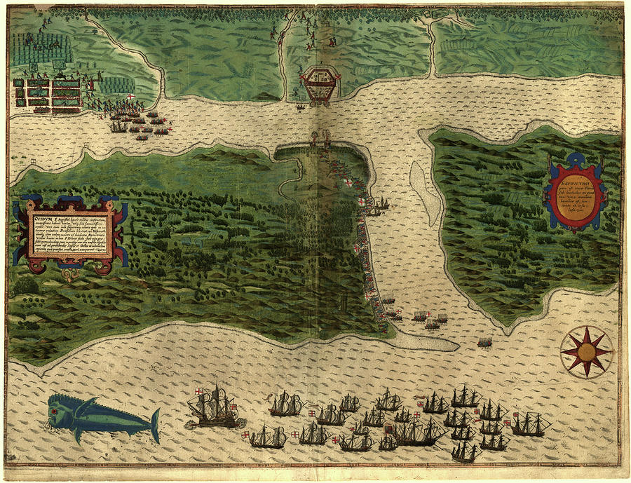 Vintage Map Of St. Augustine Florida - 1589 Drawing