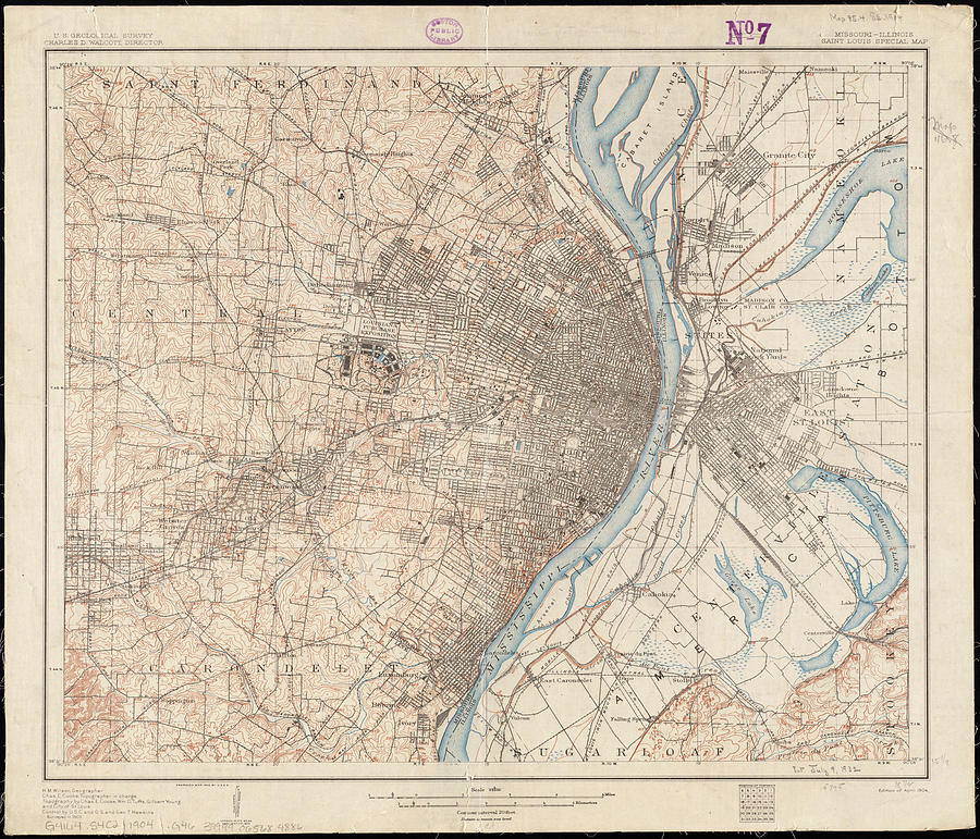 Vintage Map Of St. Louis Missouri - 1904 Drawing