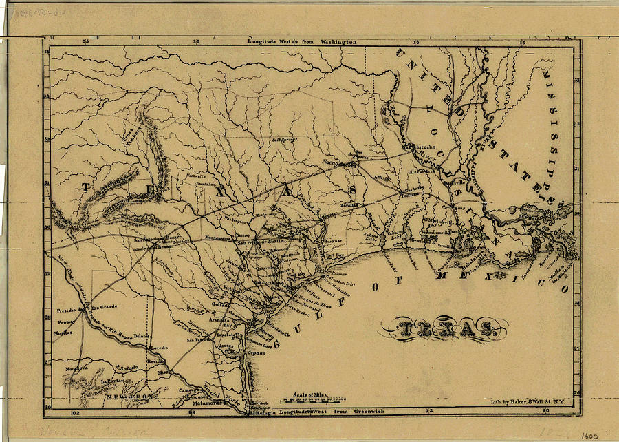 Vintage Map Of Texas - 1838 Drawing