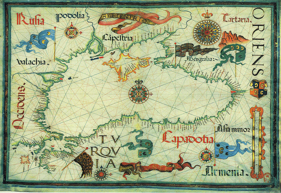 Vintage Map Of The Black Sea - 1559 Drawing