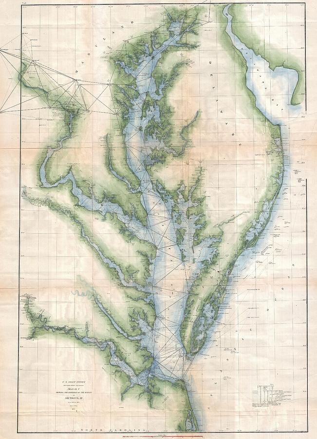 Vintage Map of The Chesapeake Bay Drawing by Adam Shaw Pixels Merch