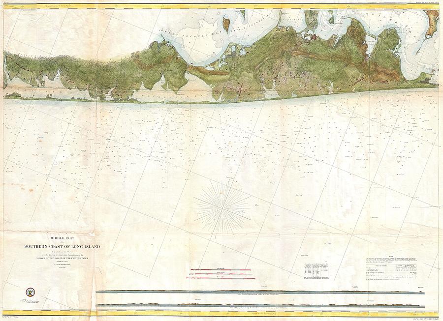 The Hamptons Drawing - Vintage Map of The Hamptons by CartographyAssociates