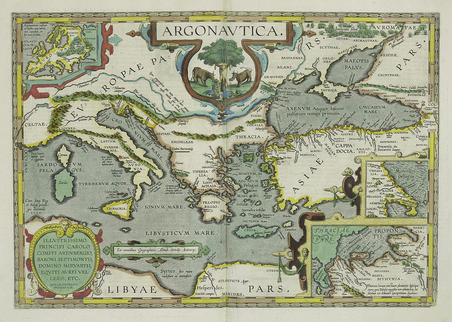 Vintage Map Of The Mediterranean Sea - 1608 Drawing