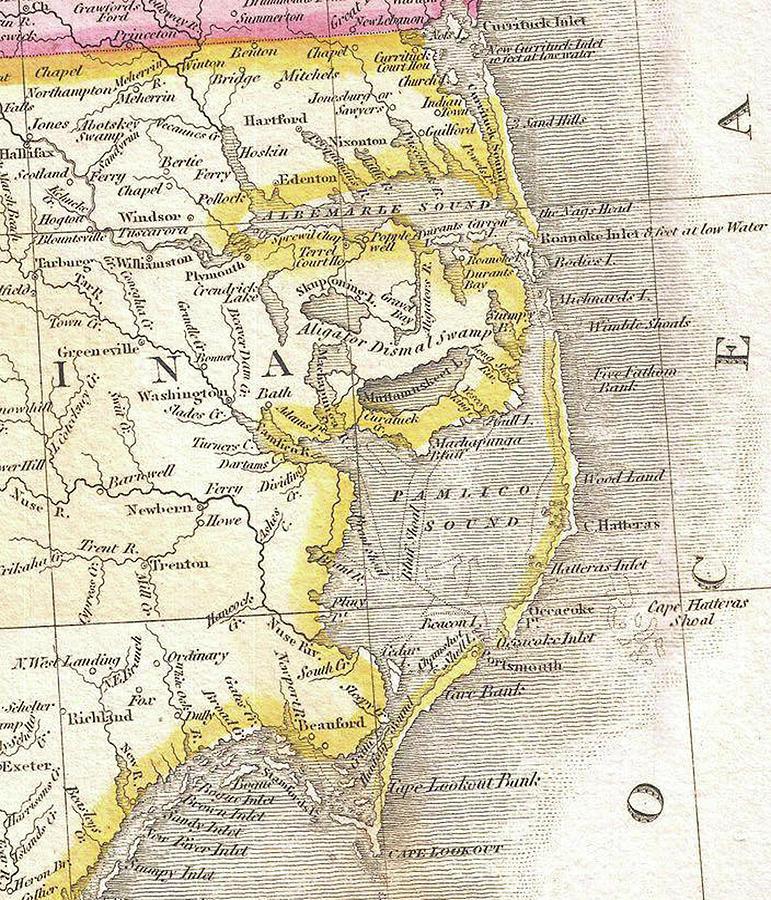 Vintage Map Of The Outer Banks - 1818 Drawing