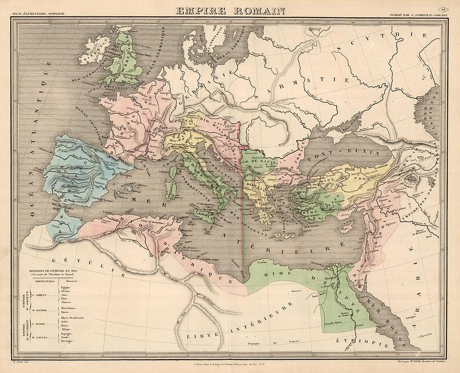 Vintage Map of The Roman Empire - 1838 Drawing by CartographyAssociates ...