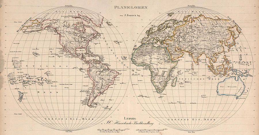 Vintage Map of The World - 1827 by CartographyAssociates