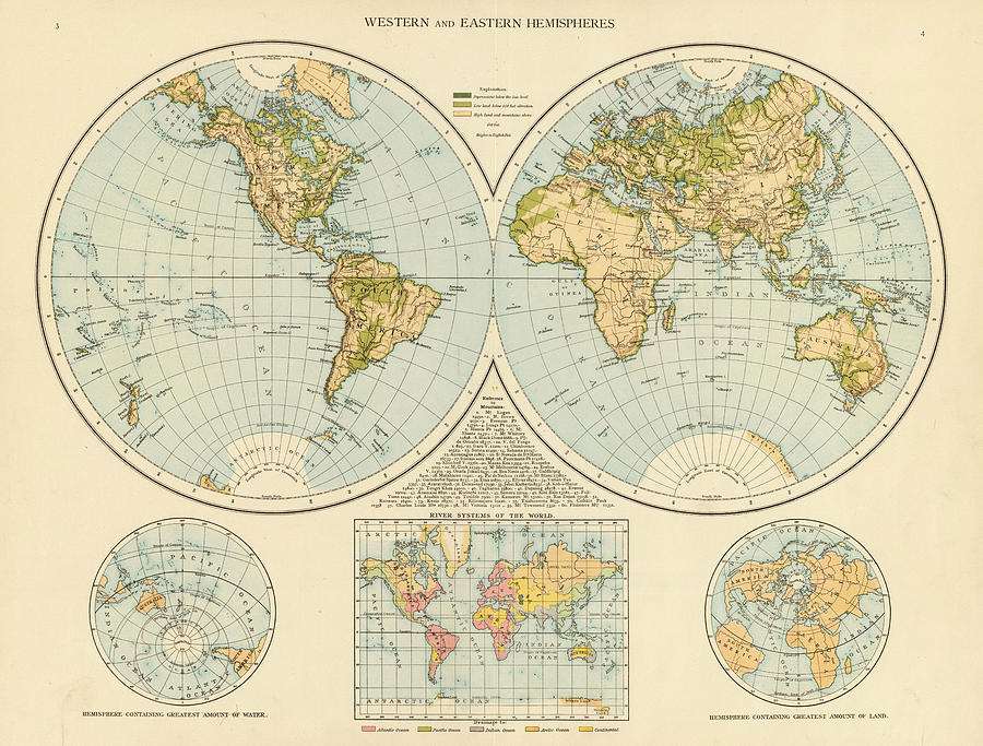 Vintage Map of The World - 1895 Drawing by CartographyAssociates - Fine ...