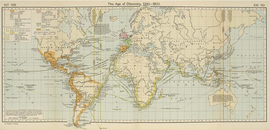 Vintage Map of The World - 1911 Drawing by CartographyAssociates