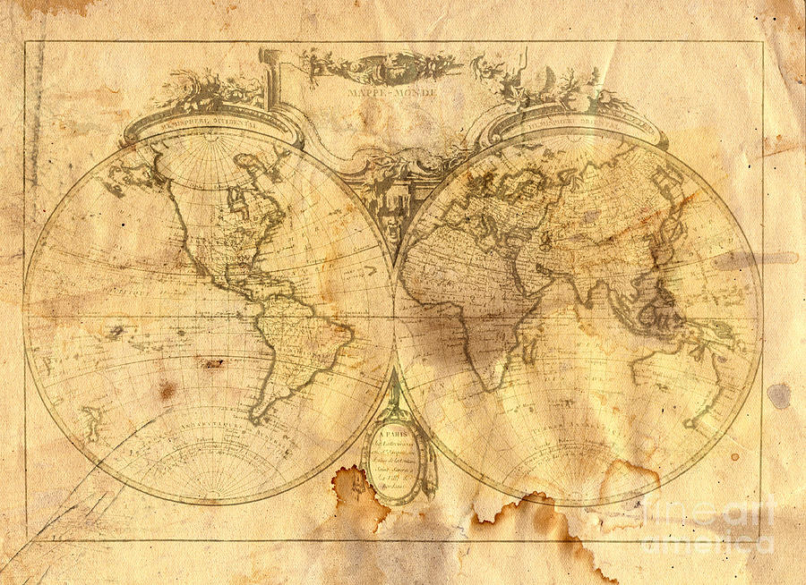 Abstract Digital Art - Vintage Map Of The World by Michal Boubin