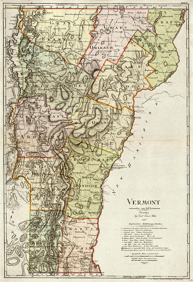 Vintage Map of Vermont - 1797 Drawing by CartographyAssociates | Fine ...