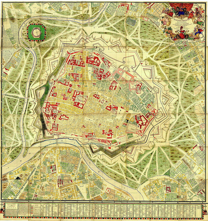 Vintage Map Of Vienna Austria - 1710 Drawing