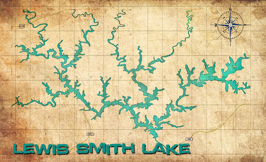 Vintage Map - Smith Lake AL Digital Art by Greg Sharpe