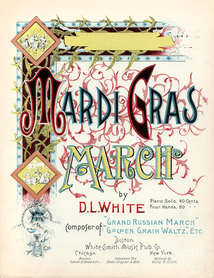 Vintage Mardi Gras March Poster Photograph by Jon Neidert
