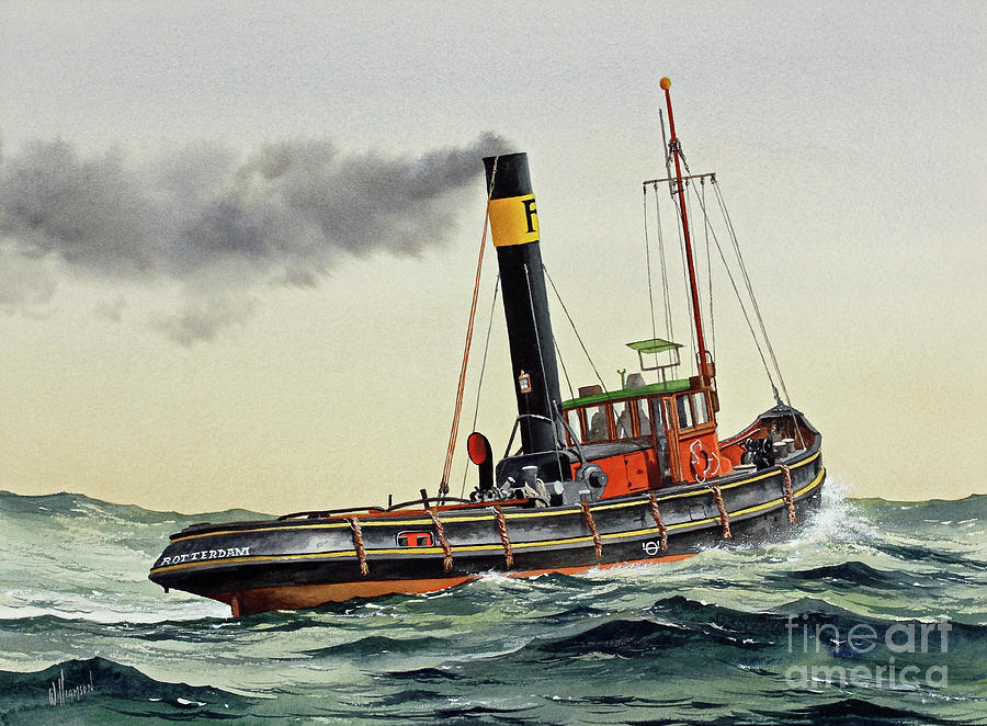 Vintage Maritime Steam Painting by James Williamson