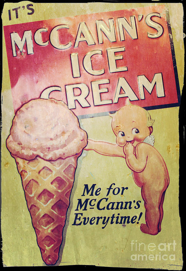 Vintage Sign Photograph - Vintage McCanns Ice Cream Sign by Natalie Ortiz