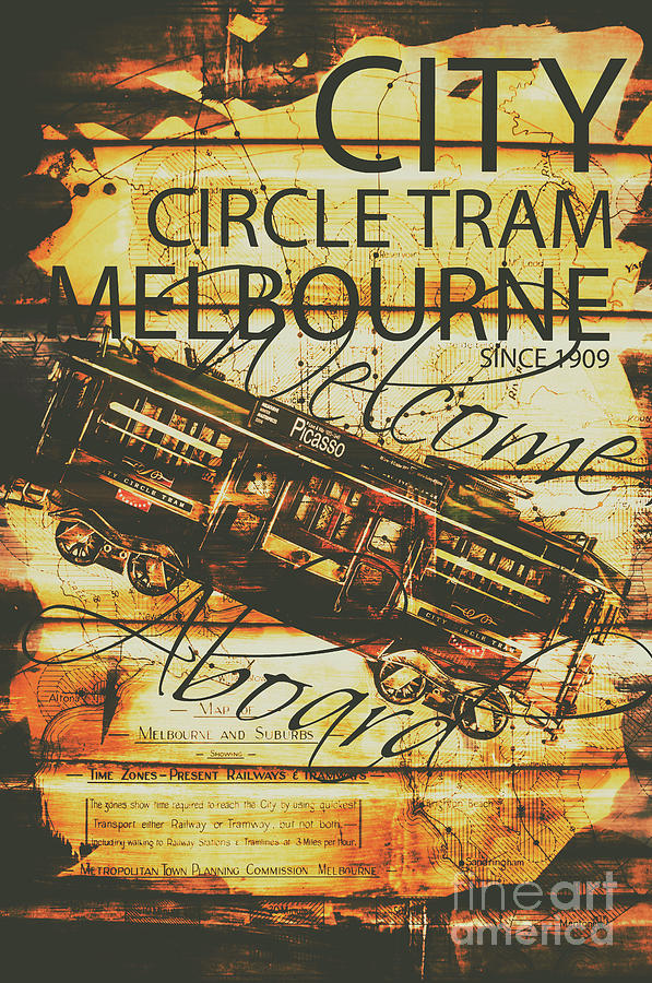 Vintage Melbourne tram tin sign Photograph by Jorgo Photography