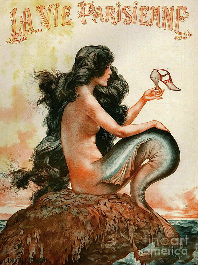 Vintage Mermaid Paris Painting by Mindy Sommers