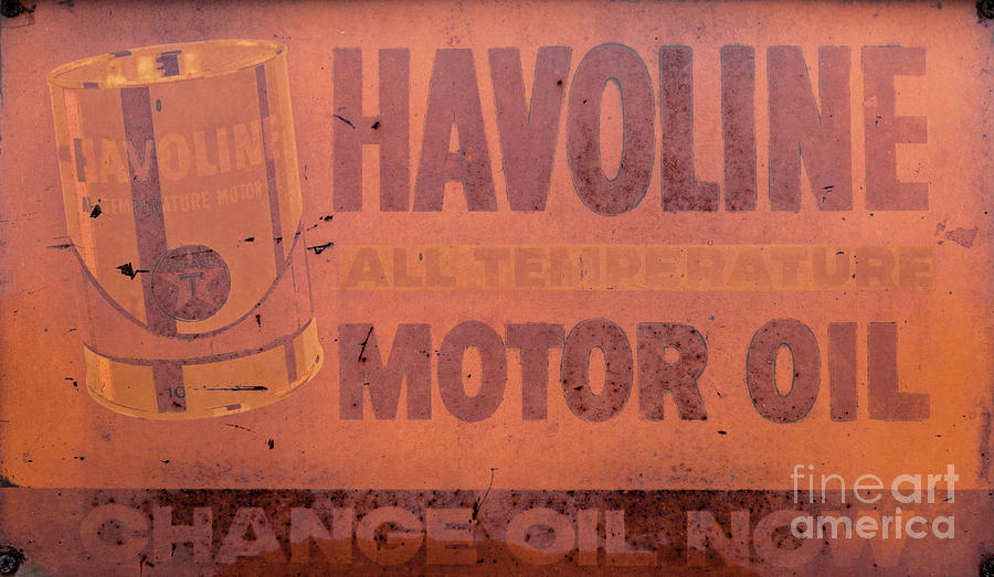 Vintage Metal Havoline Motor Oil Sign Photograph