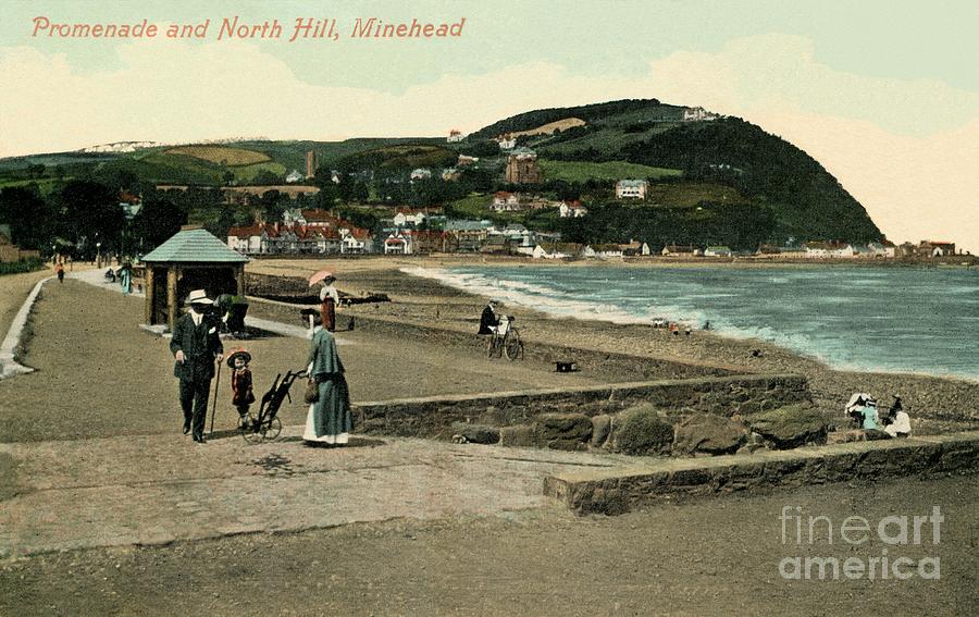 Vintage Minehead Promenade and North Hill Photograph by Heidi De Leeuw