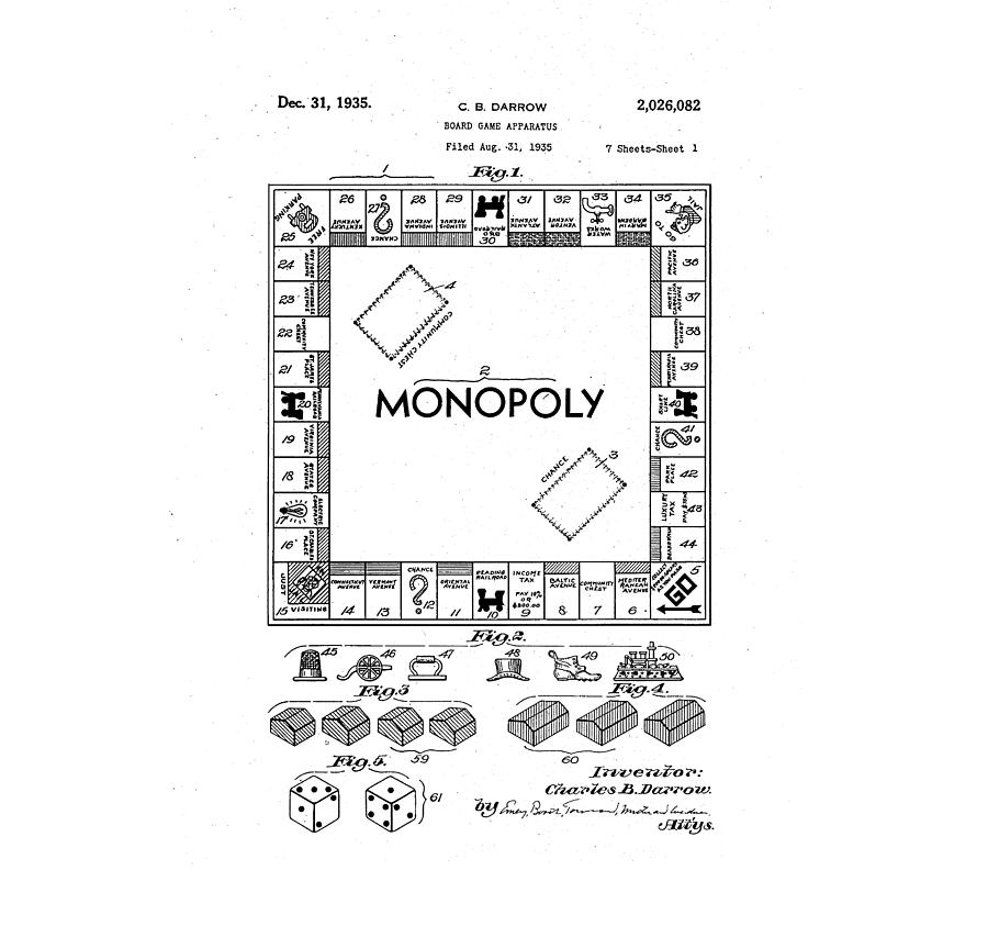 Vintage Monopoly Patent 1935 Photograph by Bill Cannon