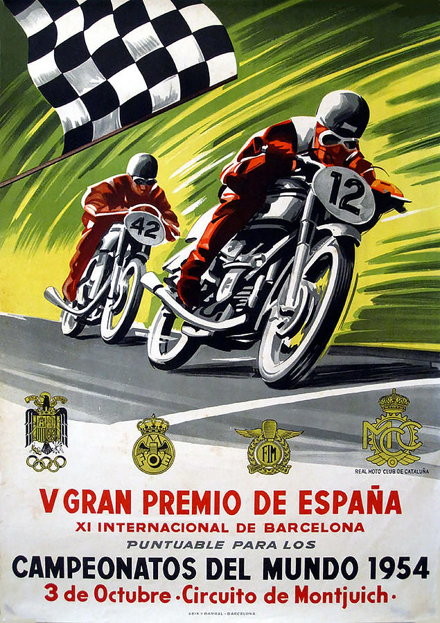 Vintage Motorcycle Racing Art - Circa 1954 Digital Art by Marlene Watson