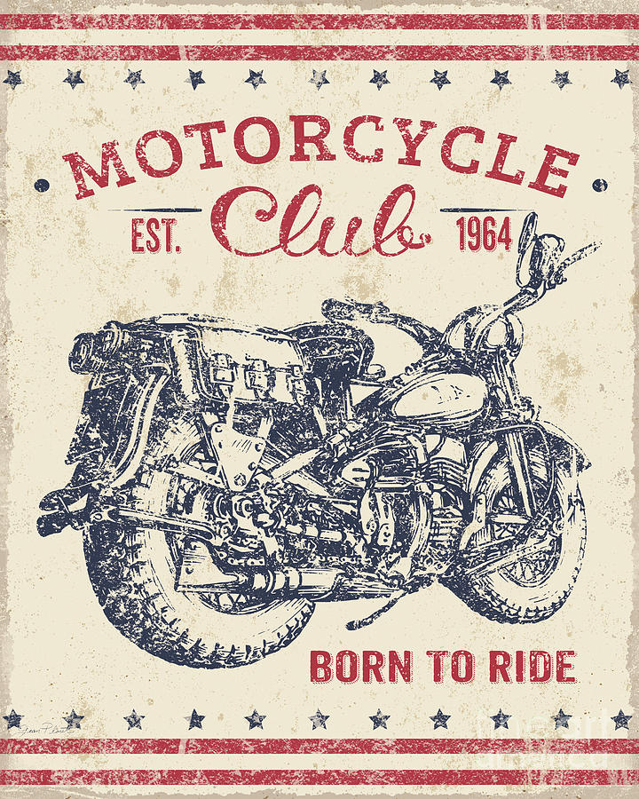 Vintage Motorcycling Mancave-B Digital Art by Jean Plout