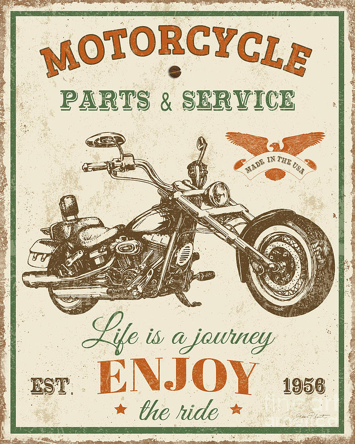 Vintage Motorcycling Mancave-C Digital Art by Jean Plout