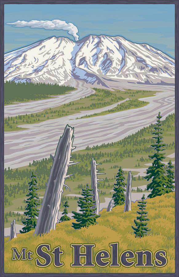 Mount Digital Art - Vintage Mount St. Helens Travel Poster by Mitch Frey