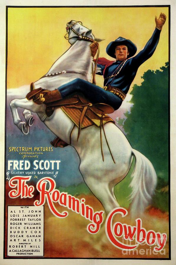 Vintage Painting - Vintage Movie Posters, The Roaming Cowboy by Esoterica Art Agency