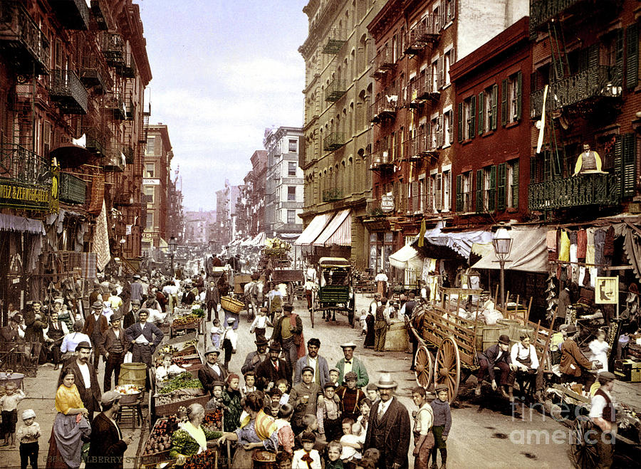 Vintage Mulberry Street - Lower East Side - Circa 1900 Photograph by Doc Braham