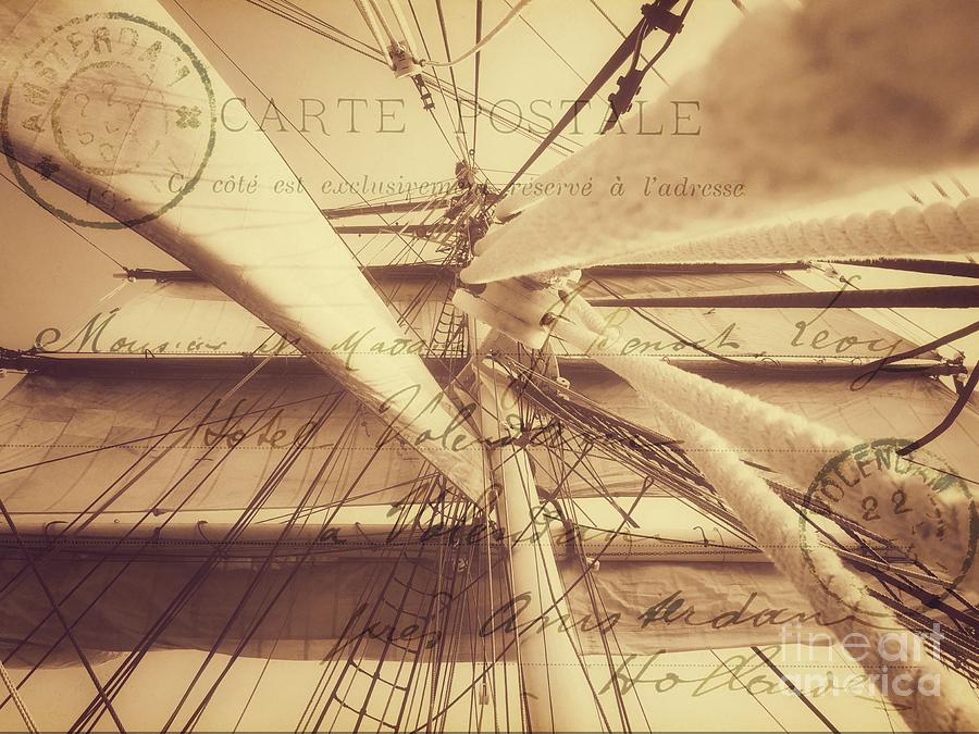 Vintage Nautical Sailing Typography in Sepia Photograph by Leah McPhail