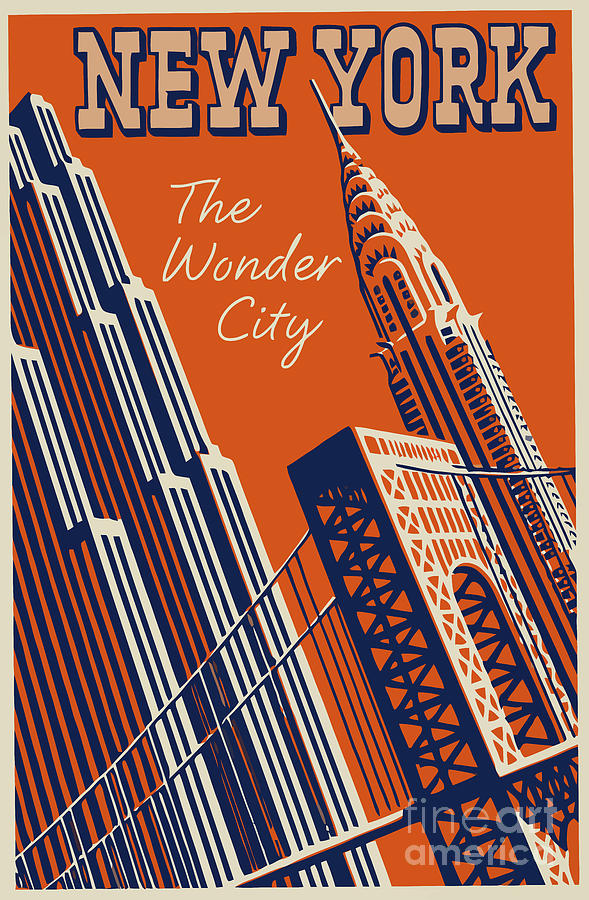 Vintage New York City Travel Poster Painting by Mindy Sommers
