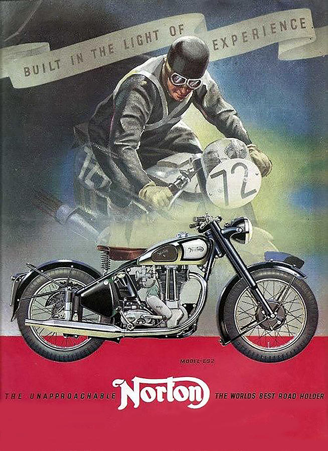 Vintage Norton Motorcycle Poster Digital Art by Marlene Watson