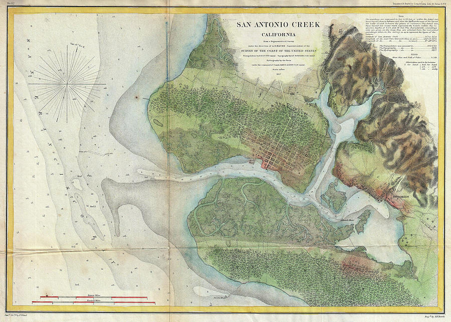 Vintage Oakland And San Antonio Creek Map - 1857 Drawing