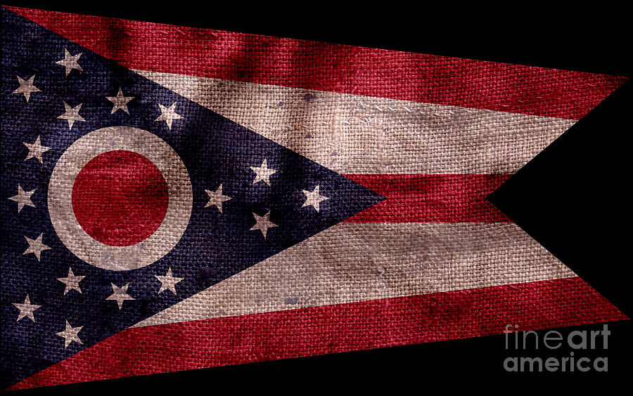 Vintage Ohio Flag on Black Photograph by Jon Neidert