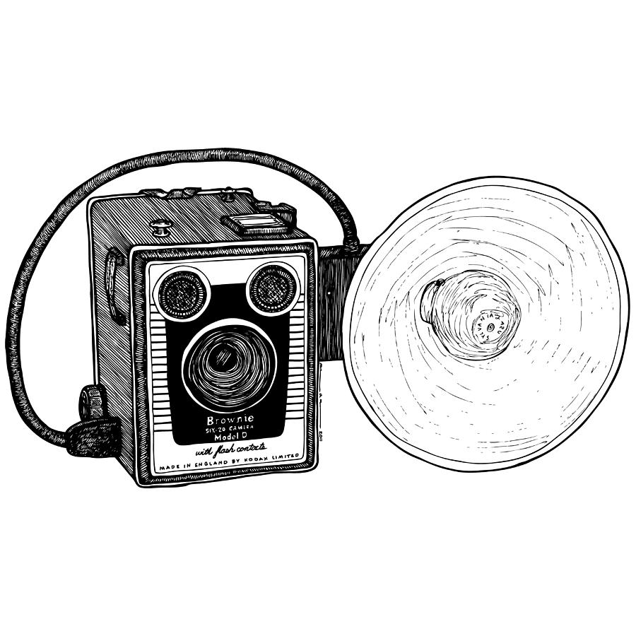 Vintage Drawing - Vintage Old Brownie Camera by Karl Addison