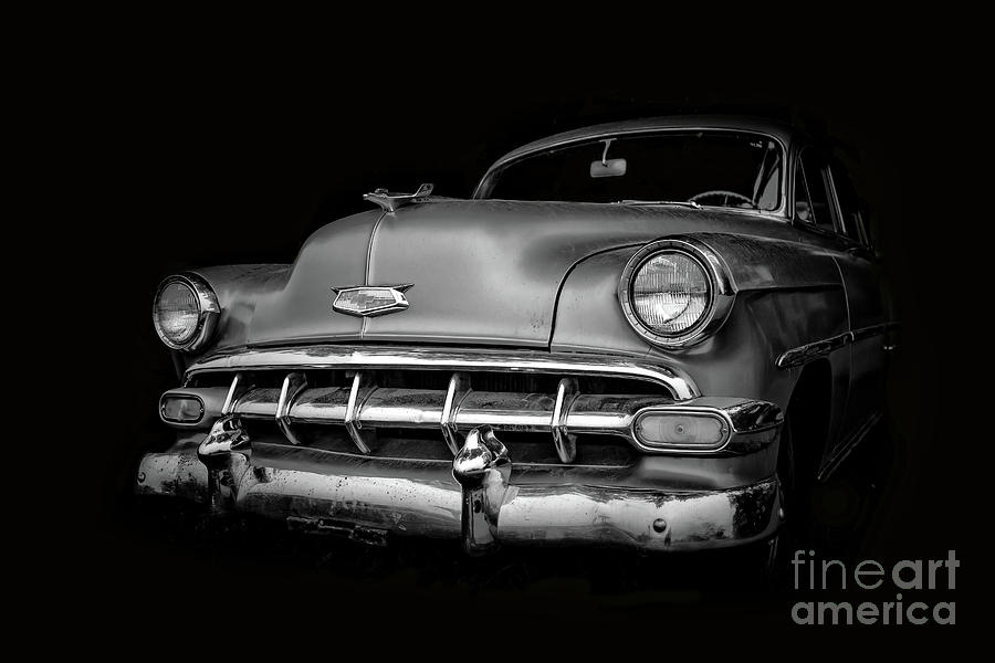 Vintage Photograph - Vintage Old Chevy Classic Black and White by Edward Fielding