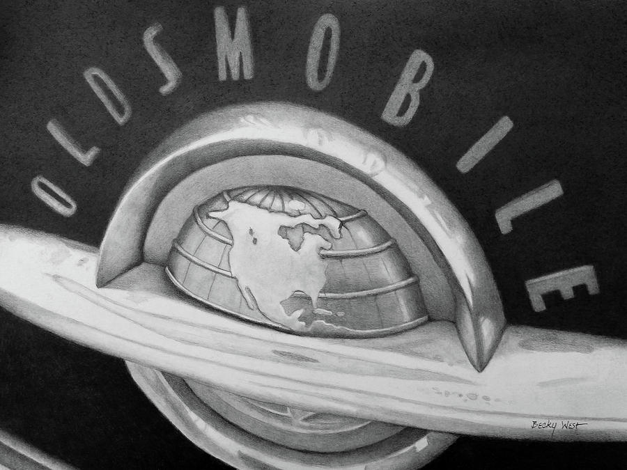 Vintage Cars Drawing - Oldsmobile Classic Emblem by Becky West