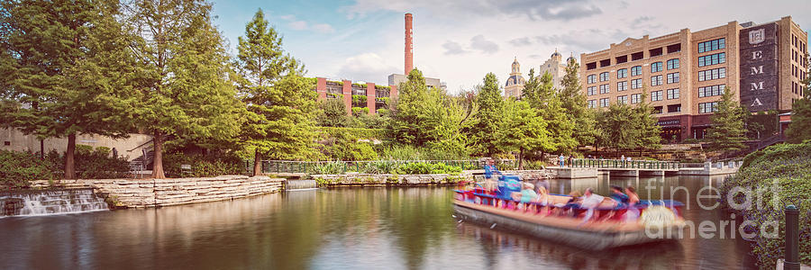 Vintage Panorama of San Antonio Riverwalk Pearl Brewery and Hotel Emma - Bexar County South Texas Photograph by Silvio Ligutti